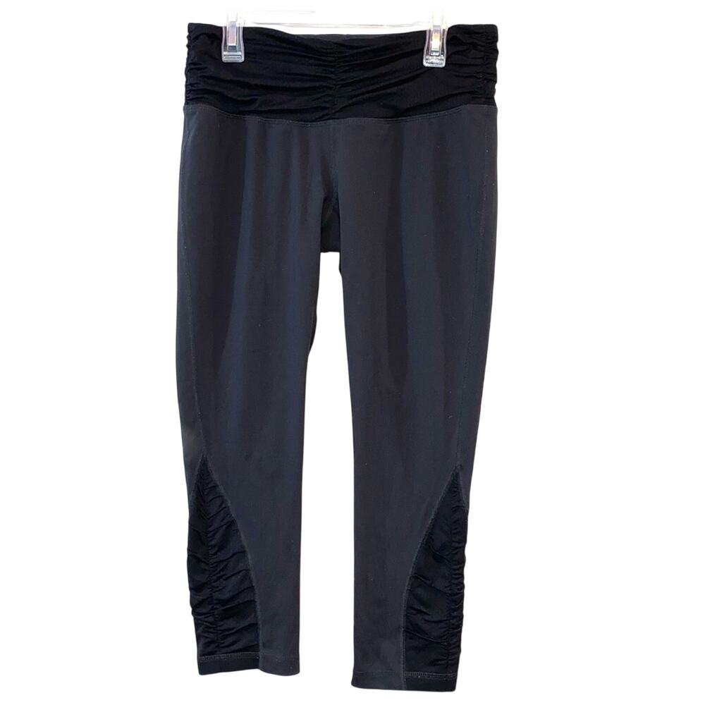 Patagonia Black Cropped Leggings‎ Small Ruched Waist Activewear Yoga Pants